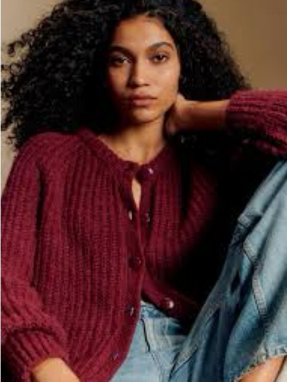 Cider Red Button-Front Knit Cardigan